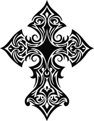 Intricate ornamental cross design, symbolic representation of faith and religion