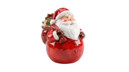 Santa figurine holding a sack of gifts.