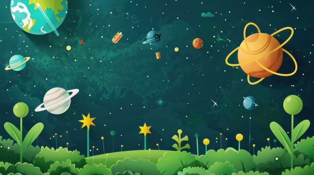 Celebrating world science day with a vibrant space and nature scene. World Science Day for Peace and Development. Horizontal banner. Copy space. World youth skills day - Powered by Adobe