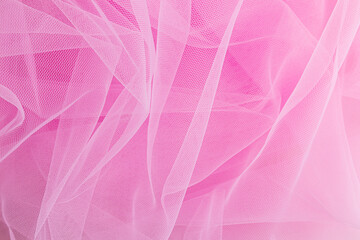 Elegant delicate folds of a pink veil. Luxury wedding or holiday background design for text. top...