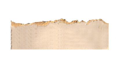 brown cardboard with a torn edge is isolated on transparent background