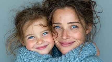 The joyful embrace of maternal love. Authentic moment. Tender hug: a moment of mother and daughter's genuine joy. Candid shot. True vision.