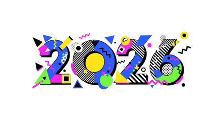 Celebrate 2026 with this vibrant and modern geometric design element graphic