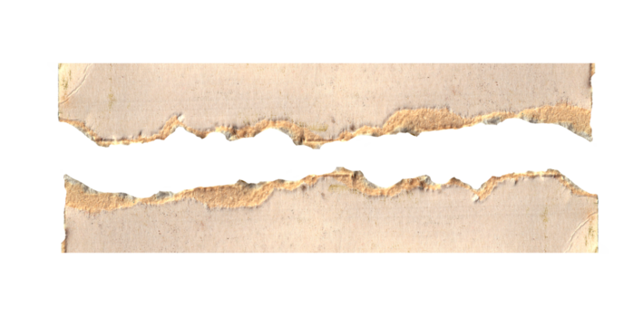 brown cardboard with a torn edge is isolated on transparent background