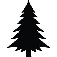 Obraz premium Elegant Black Christmas Tree Silhouette with Snowflake Decoration – Holiday Winter Design,
