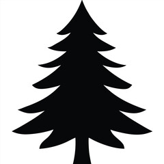 Fototapeta premium Elegant Black Christmas Tree Silhouette with Snowflake Decoration – Holiday Winter Design,