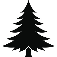 Fototapeta premium Elegant Black Christmas Tree Silhouette with Snowflake Decoration – Holiday Winter Design,