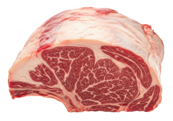 Raw prime rib roast with marbling isolated on transparent background