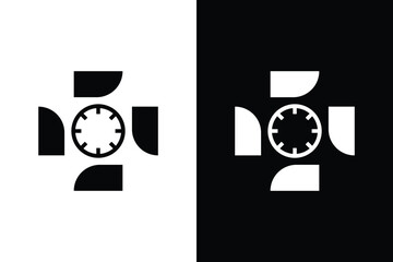 Modern Clock Logo Creative Timepiece