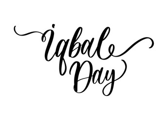 Iqbal Day Calligraphy Script with Flourishes.Elegant Cursive Typography Honoring Allama Iqbal.