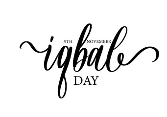 Iqbal Day Calligraphy Script with Flourishes.Elegant Cursive Typography Honoring Allama Iqbal.