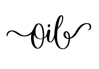 Oil Calligraphy Script for Natural Product Label. Elegant Cursive Typography for Handmade Packaging.