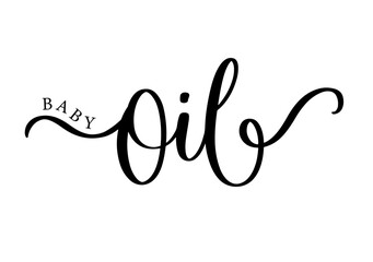 Baby Oil Calligraphy Script for Gentle Branding. Elegant Cursive Typography for Natural Baby Product Label.