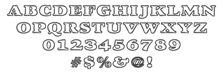 Outlined alphabet and numbers vintage style font with decorative edges vector illustration for graphic design and typography projects EPS vector