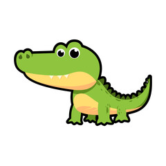 Smiling green crocodile cartoon illustration