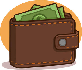 vector illustration of a wallet full of money