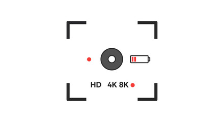 camera viewfinder interface for 4k 8k video recording showing battery level  recording status for modern tech perfect for media production