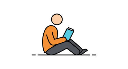 Person reading a book an illustration of leisure and learning sitting comfortably on the floor great for illustrating educational resources.