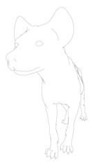Hyena contour drawing on a white background serves as a free printable coloring page for children.