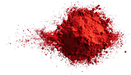 Bright red powder in a pile, against black. Hints of edges scattered outwards