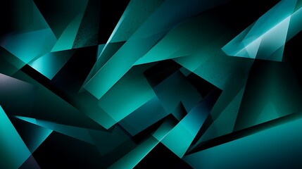 Dynamic Abstract Geometric Art with Teal and Black Triangles and Quadrilaterals in Layered Depth and Shadow for Modern Digital Design