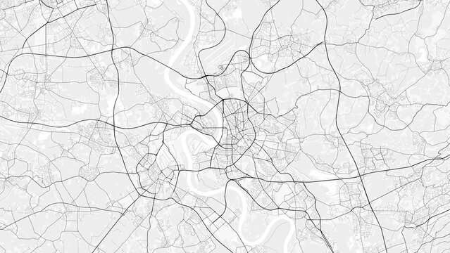 D&uuml;sseldorf City Map. Minimalist black and  white line art poster for printing, wallpaper, wall art, and map resources for home and office decor