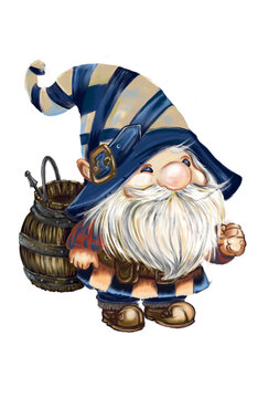 Gnome with a barrel illustracia KRITA