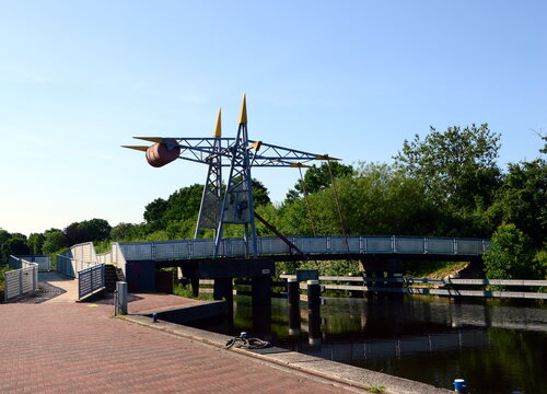 Bridge in the Port in the Town Aurich, Lower Saxony