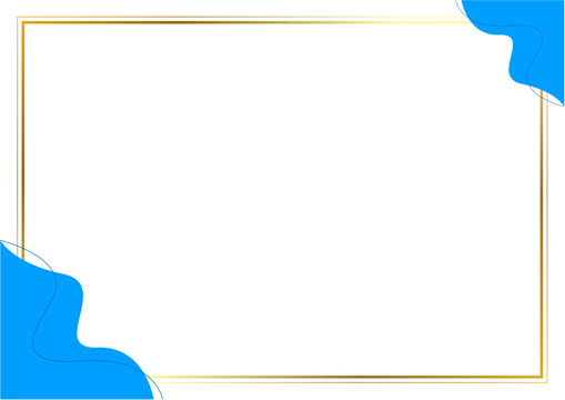 Elegant abstract background with blue soft curves and a thin gold border, creating a stylish and refined layout for invitations, certificates, and presentations.