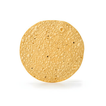 Single papad chip isolated on white background, white, dessert, biscuits, baked, delicious, waffle, bakery, breakfast, crackers, tasty, closeup, wafer