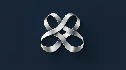 Unique silver ribbon design with intertwined loops on a dark background showcasing elegant craftsmanship