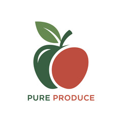 Fresh apple logo for pure produce company with green and red colors.