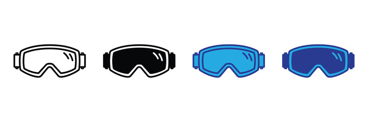 Collection of ski and snowboard goggles in various styles and colors, representing different eyewear options for winter sports and outdoor activities