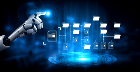 AI organizing file directory structure, streamlining folder management, arranging document paths, and automating digital hierarchy operations. Vouch