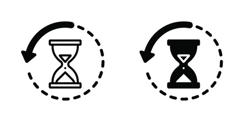 Hourglass icons with circular arrow indicating time passage, process, or completion in business and life.