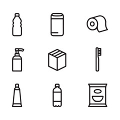 Collection of simple outline icons for household and personal care items