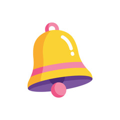 Bright yellow stylized bell with pink and purple accents, isolated on white, perfect for alerts and notifications.