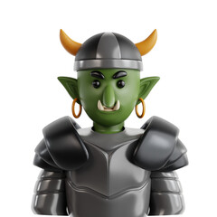3D Rendering of Fantasy Green Skin Goblin Character with Armor Illustration