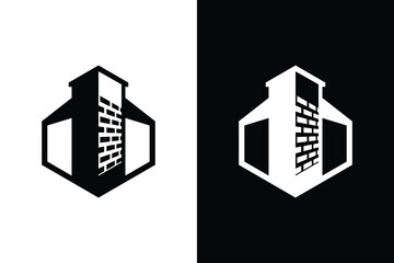 Modern Building Bricks Logo Black White