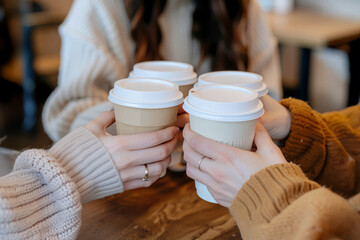 Warm moment drinking coffee with friends