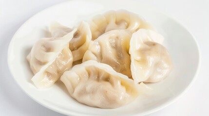 Dumplings Collection: Assorted Handmade Dumplings with Varied Presentations, White Backgrounds, and Textures for Asian Cuisine, Culinary, and Dining Inspiration