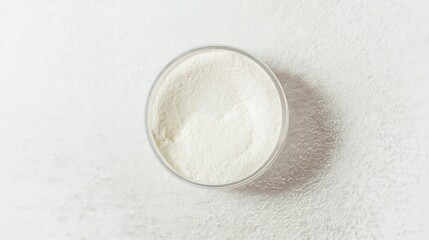 Fresh raw lipase powder in a container isolated on white background. Generative AI