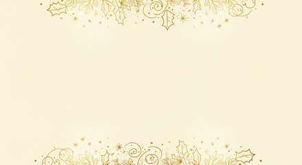 Elegant golden ornate festive border design with subtle sparkling accents on a cream background