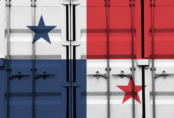 Shipping container with Panama national flag overlay