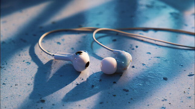 Wired earphones  on a black background ai genrative