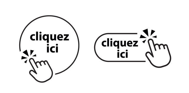 cliquez ici text on white background. klick here in french language.