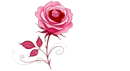 Pink Rose Tattoo Design for Valentine Love Wedding Invitations Elegant Floral Graphic Element