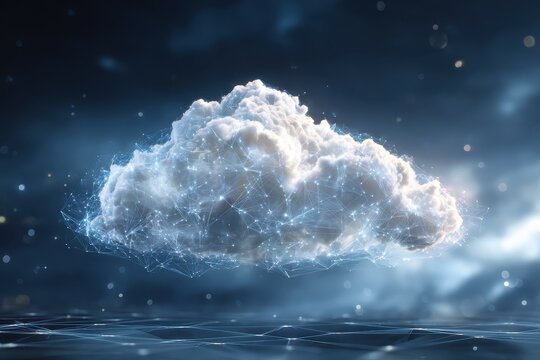 Cloud computing concept illustrating cybersecurity advancements with a digital network visual