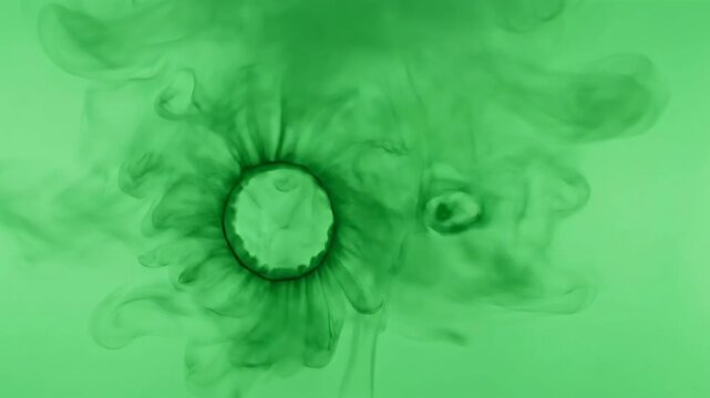 Green ring of smog cloud on isolated transparent special effect. Smoke cloud as ring, magic haze. Green smoke rings from cigarette, pipe or vape. Realistic circle of steam clouds of smoke on