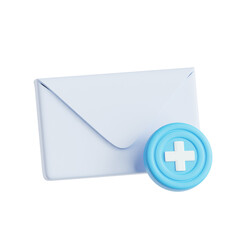 Minimalist 3D Render New Email Message with Add Button Communication Icon